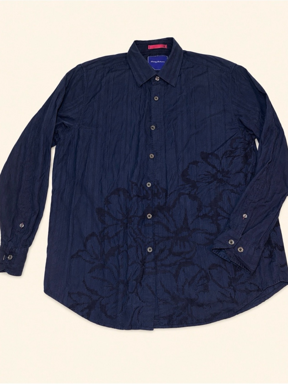 Tommy Bahama Navy Blue Floral Long-Sleeve Button-Up Shirt